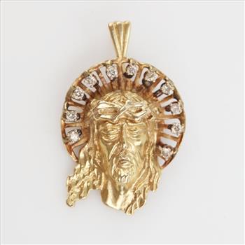 14kt Gold Diamond Religious Pendant