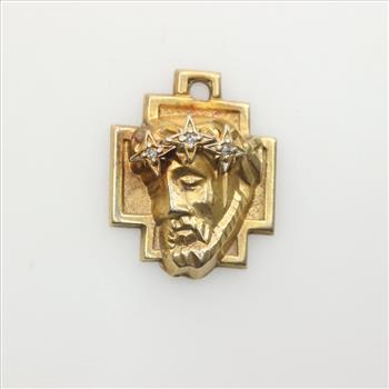 14kt Gold Diamond  Religious Pendant