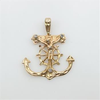 14kt Gold Diamond Religious Pendant
