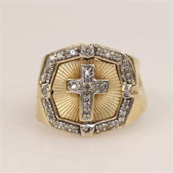 14kt Gold Diamond Religious Ring