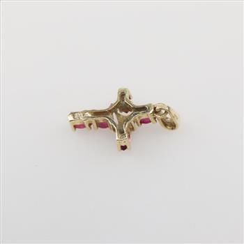 14kt Gold Diamond Ruby Cross Pendant