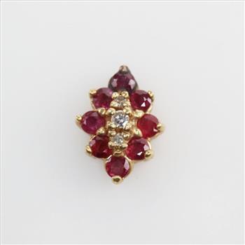 14kt Gold Diamond Ruby Pendant