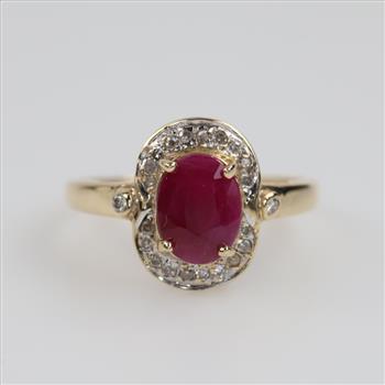 14kt Gold Diamond Ruby Ring