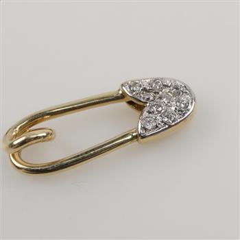 14kt Gold Diamond Safety Pin Pendant