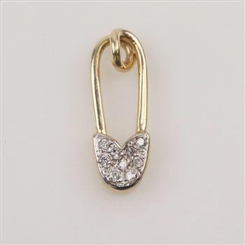 14kt Gold Diamond Safety Pin Pendant