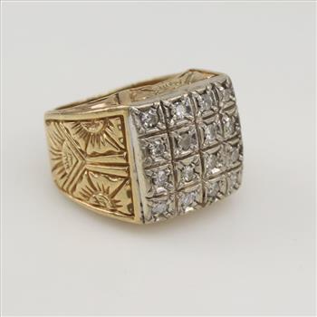 14kt Gold Diamond Signet Ring