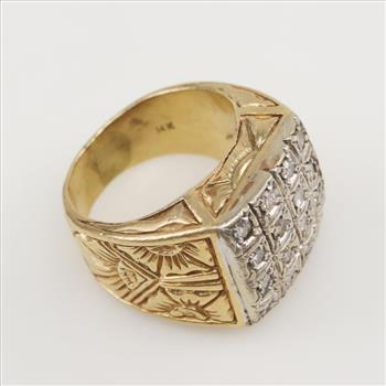 14kt Gold Diamond Signet Ring