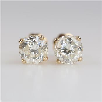 14kt Gold Diamond Solitaire Stud Earrings