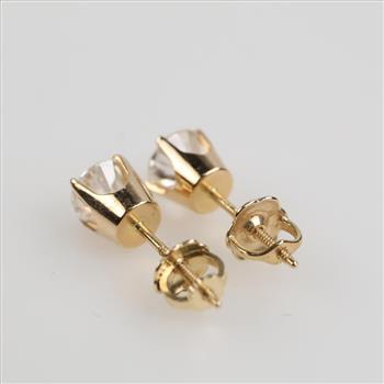 14kt Gold Diamond Solitaire Stud Earrings
