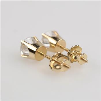 14kt Gold Diamond Solitaire Stud Earrings