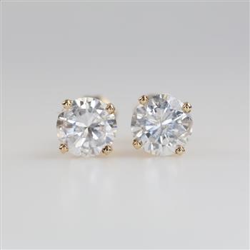 14kt Gold Diamond Solitaire Stud Earrings