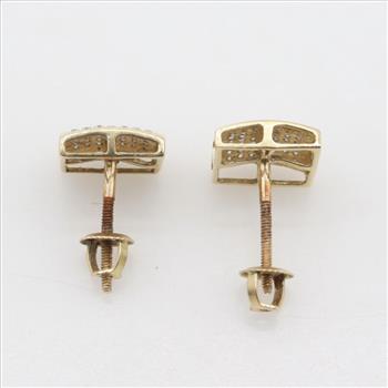 14kt Gold Diamond Square Earrings