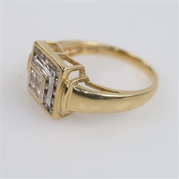 14kt Gold Diamond Square Signet Ring