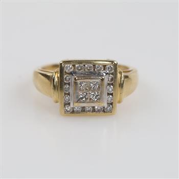 14kt Gold Diamond Square Signet Ring