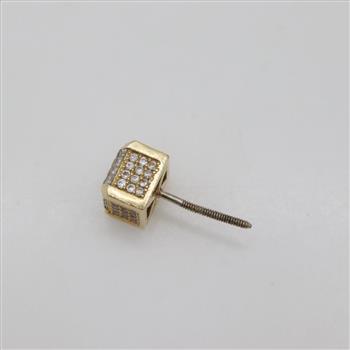 14kt Gold Diamond Square Stud Earring