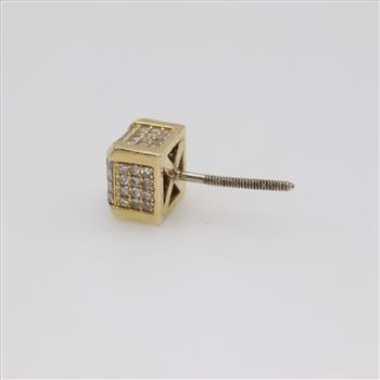 14kt Gold Diamond Square Stud Earring