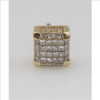 14kt Gold Diamond Square Stud Earring
