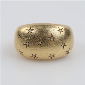 14kt Gold Diamond Star Dome Ring