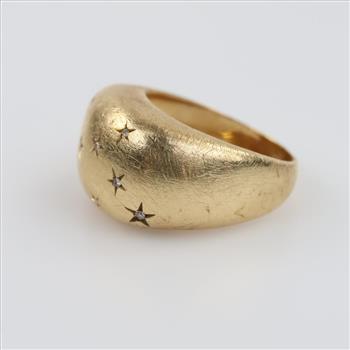 14kt Gold Diamond Star Dome Ring