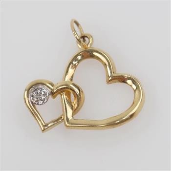 14kt Gold Double Heart Diamond Pendant