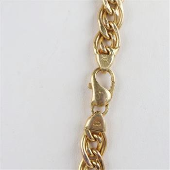 14kt Gold Double Twisted Rope Hollow Chain Link Necklace