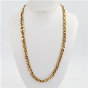 14kt Gold Double Twisted Rope Hollow Chain Link Necklace