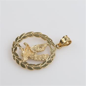 14kt Gold Eagle Wreath Pendant