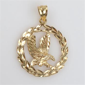 14kt Gold Eagle Wreath Pendant