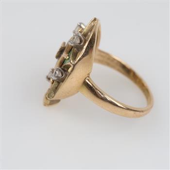 14kt Gold Eastern Star Clear Stone Ring