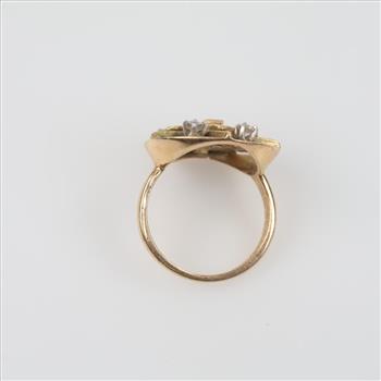 14kt Gold Eastern Star Clear Stone Ring