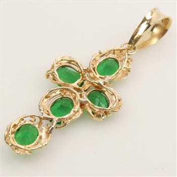14kt Gold Emerald Cross Pendant