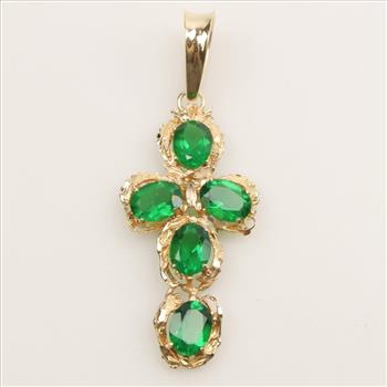 14kt Gold Emerald Cross Pendant