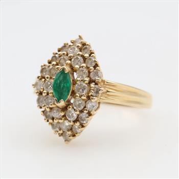 14kt Gold Emerald Diamond Accent Ring