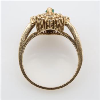 14kt Gold Emerald Diamond Accent Ring
