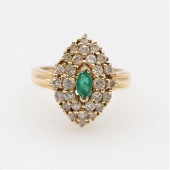 14kt Gold Emerald Diamond Accent Ring