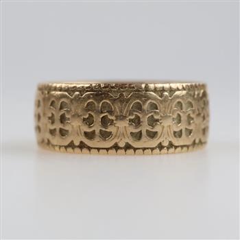 14kt Gold Engraved Design Miligrain Band