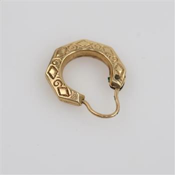 14kt Gold Engraved Hollow Earring