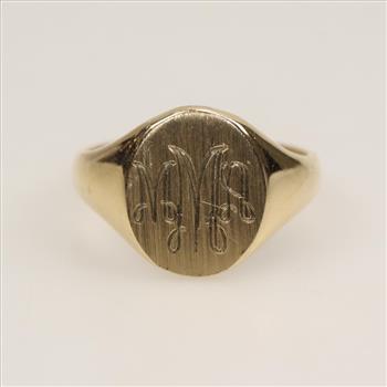 14kt Gold Engraved Signet Ring