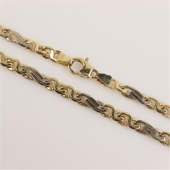 14kt Gold Fancy Figaro Link Chain Necklace-Evaluated By Our Certified Gemologist-AGS/GIA