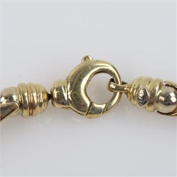 14kt Gold Fancy Hollow V And Ball Chain Link Bracelet- Evaluated By Our Certified Gemologist-AGS/GIA