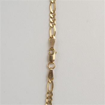 14kt Gold  Figaro Chain Link Necklace