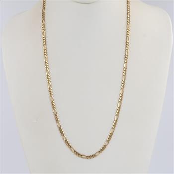 14kt Gold  Figaro Chain Link Necklace