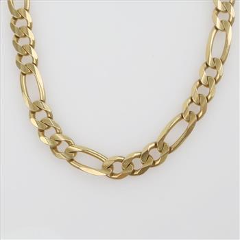 14kt Gold Figaro Chain Link Necklace - Evaluated By Our Certified Gemologist-AGS/GIA