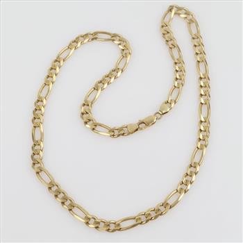 14kt Gold Figaro Chain Link Necklace - Evaluated By Our Certified Gemologist-AGS/GIA