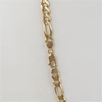 14kt Gold Figaro Chain Link Necklace - Evaluated By Our Certified Gemologist-AGS/GIA