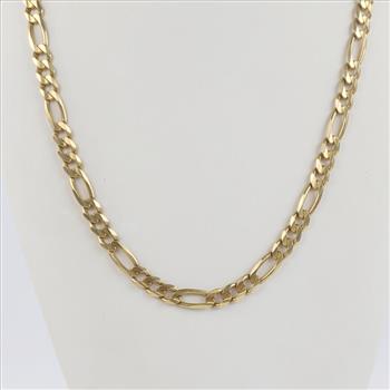 14kt Gold Figaro Chain Link Necklace - Evaluated By Our Certified Gemologist-AGS/GIA