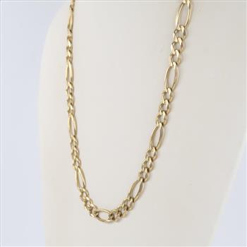 14kt Gold Figaro Chain Link Necklace-Evaluated By Our Certified Gemologist-AGS/GIA