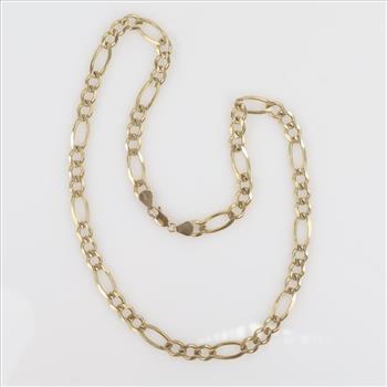 14kt Gold Figaro Chain Link Necklace-Evaluated By Our Certified Gemologist-AGS/GIA