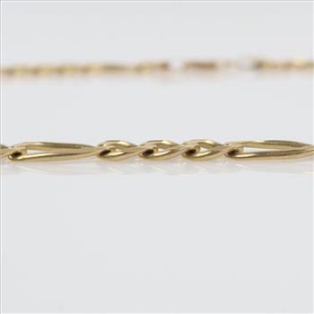 14kt Gold Figaro Chain Link Necklace-Evaluated By Our Certified Gemologist-AGS/GIA