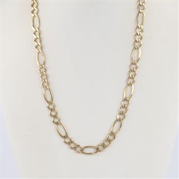 14kt Gold Figaro Chain Link Necklace-Evaluated By Our Certified Gemologist-AGS/GIA